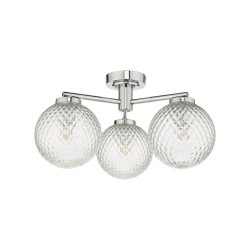 61729-003 Chrome 3 Light Semi Flush with Textured Glasses 61729-003 Chrome 3 Light Semi Flush with Textured Glasses