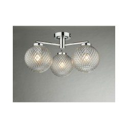 61729-003 Chrome 3 Light Semi Flush with Textured Glasses 61729-003 Chrome 3 Light Semi Flush with Textured Glasses