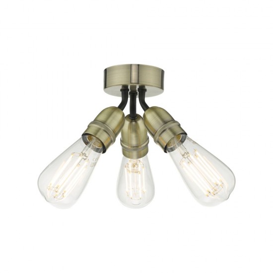 61802-004 Antique Brass 3 Light Flush