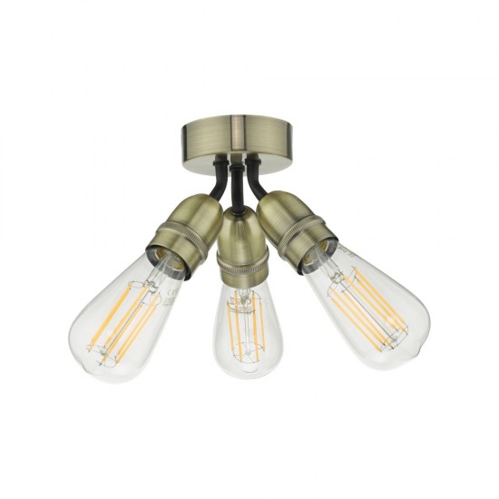 61802-004 Antique Brass 3 Light Flush