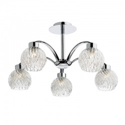 32435-003 Chrome 5 Light Centre Fitting with Ribbed Glasses
