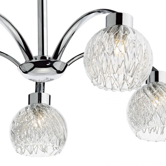 32435-003 Chrome 5 Light Centre Fitting with Ribbed Glasses 32435-003 Chrome 5 Light Centre Fitting with Ribbed Glasses