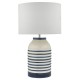 52224-003 White & Blue Ceramic Table Lamp with Ivory Shade