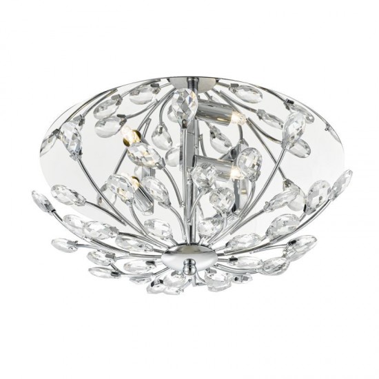 4737-003 Chrome 3 Light Flush with Crystal Flower Beads