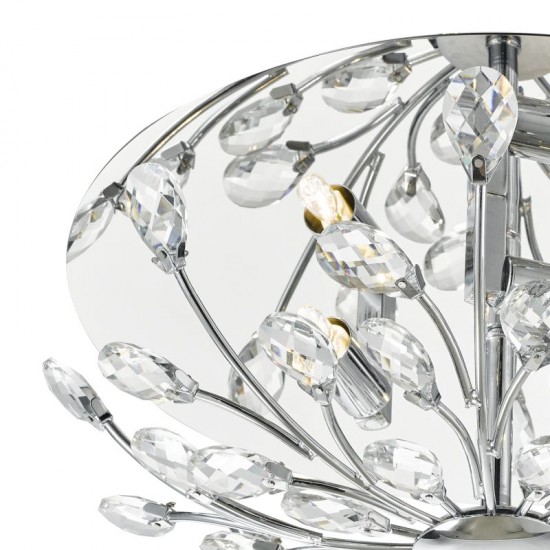 4737-003 Chrome 3 Light Flush with Crystal Flower Beads