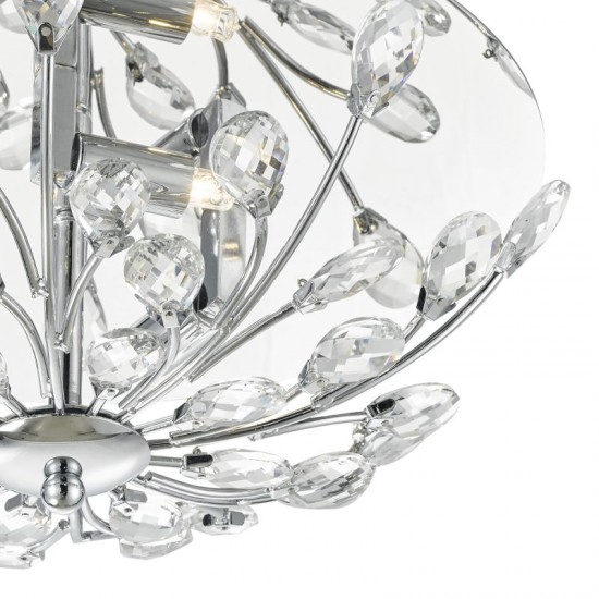4737-003 Chrome 3 Light Flush with Crystal Flower Beads