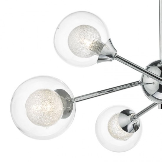 4762-003 Chrome 6 Light Centre Fitting with Double Glasses