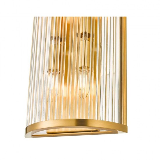 74681-003 Aged Brass 4 Light Wall Lamp with Clear Glass Rods