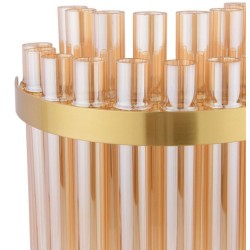 74691-003 Natural Brass 2 Light Wall Lamp with Champagne Ribbed Glass