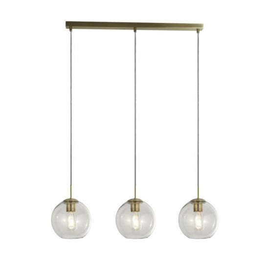 54934-006 Clear Glass with Antique Brass 3 Light over Island Fitting