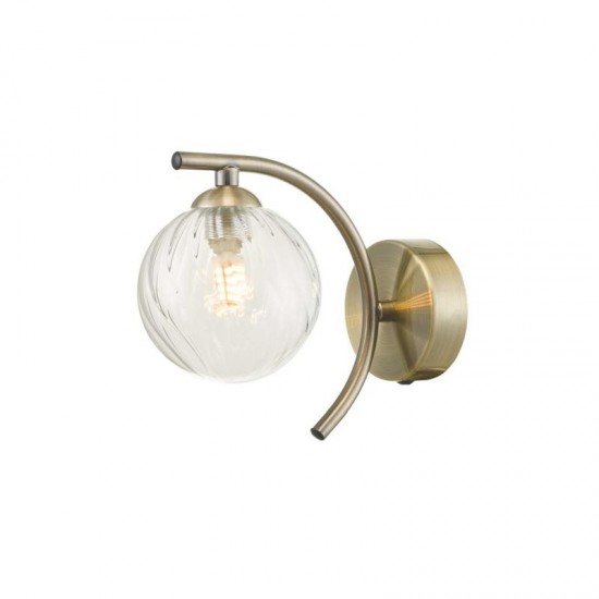 7483-004 Antique Brass Wall Lamp with Clear Twisted Glass