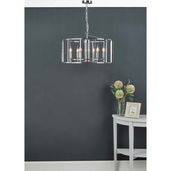 59058-003 Polished Chrome 6 Light Lantern Pendant 59058-003 Polished Chrome 6 Light Lantern Pendant