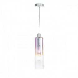 73205-003 Satin Silver Pendant with Ribbed Multicolour Glass