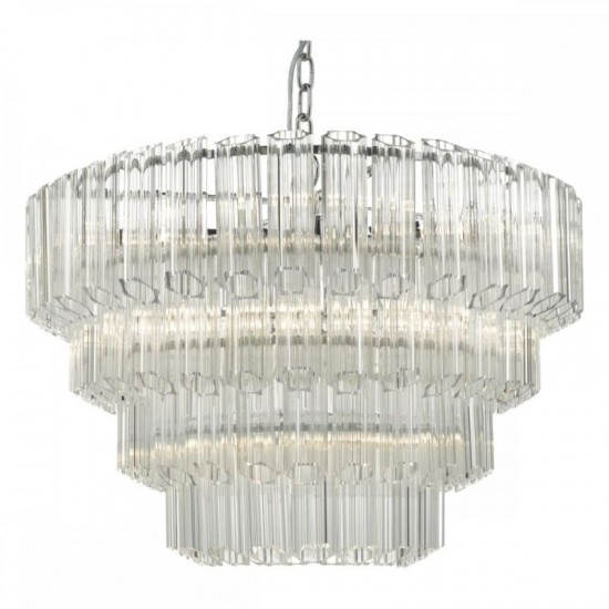 51962-003 Chrome 9 Light Pendant with Fluted Glasses
