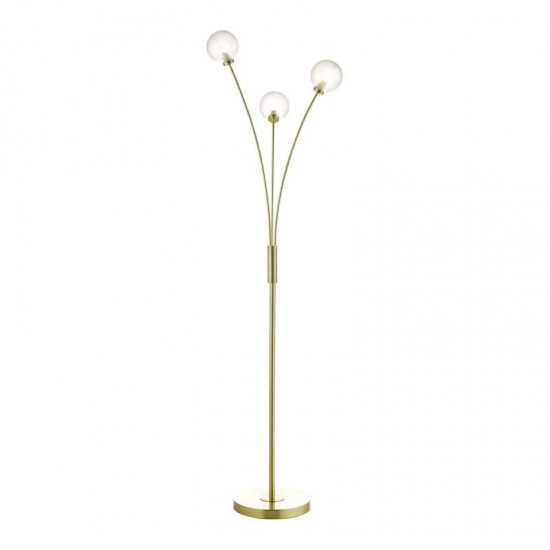 58914-003 Satin Brass 3 Light Floor Lamp with Decorative Glass Globes