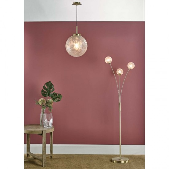 58914-003 Satin Brass 3 Light Floor Lamp with Decorative Glass Globes