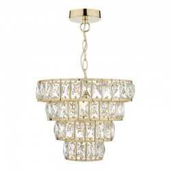 58942-003 Gold 4 Tier Chandelier with Crystal