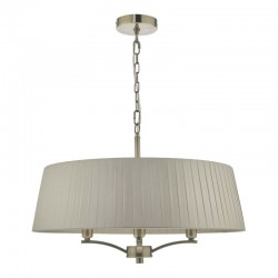 58946-003 Antique Brass 4 Light Pendant with Taupe Ribbon Shade