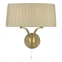 58948-003 Antique Brass 2 Light Wall Lamp with Taupe Ribbon Shade