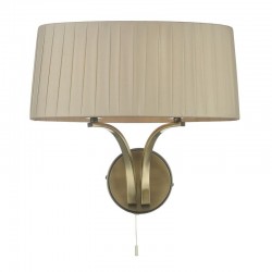 58948-003 Antique Brass 2 Light Wall Lamp with Taupe Ribbon Shade 58948-003 Antique Brass 2 Light Wall Lamp with Taupe Ribbon Shade