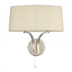 58947-003 Nickel 2 Light Wall Lamp with Ivory Ribbon Shade 58947-003 Nickel 2 Light Wall Lamp with Ivory Ribbon Shade