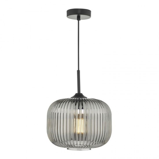 58953-003 Black Pendant with Smoked Textured Glass