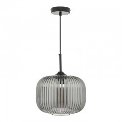 58953-003 Black Pendant with Smoked Textured Glass