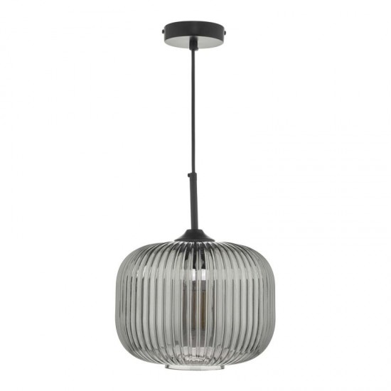 58953-003 Black Pendant with Smoked Textured Glass