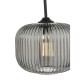 58953-003 Black Pendant with Smoked Textured Glass