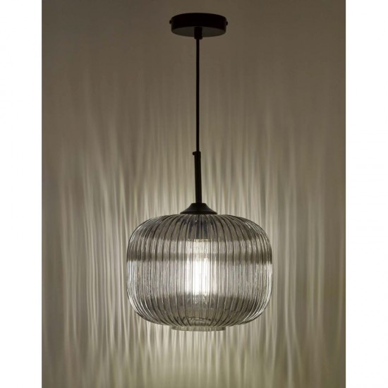 58953-003 Black Pendant with Smoked Textured Glass