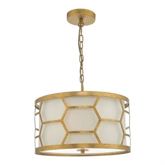 58962-003 Ivory & Gold 3 Light Pendant with Diffuser