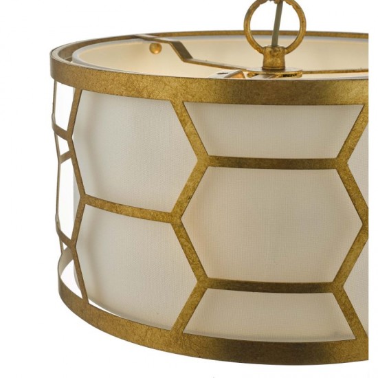 58962-003 Ivory & Gold 3 Light Pendant with Diffuser