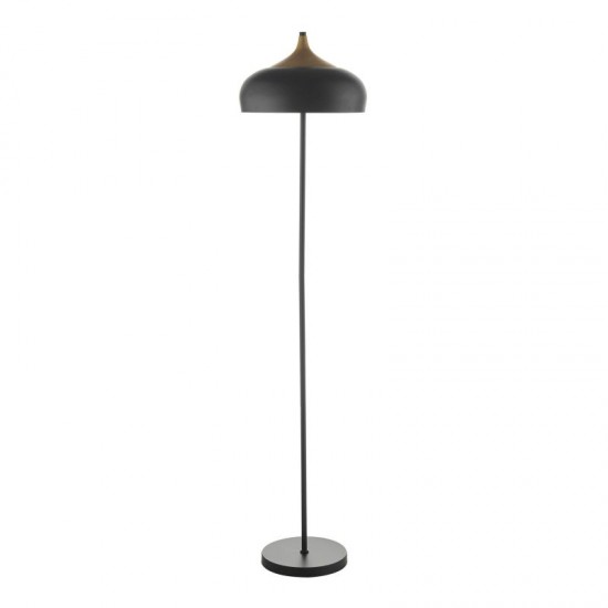 58979-003 Black & Wood 2 Light Floor Lamp