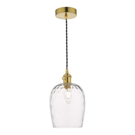58986-003 Brass Pendant with Dimpled Glass Shade