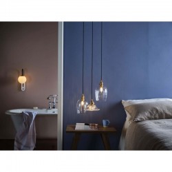 58986-003 Brass Pendant with Dimpled Glass Shade