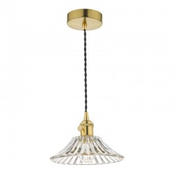 58987-003 Brass Pendant with Flared Glass Shade