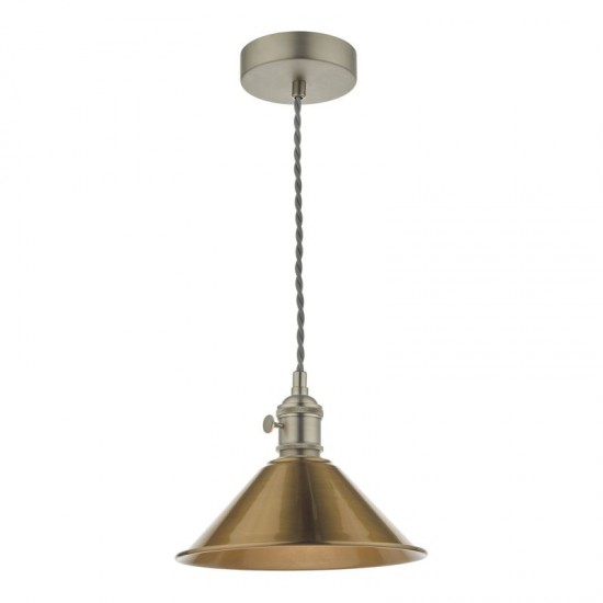 58989-003 Antique Chrome Pendant with Aged Brass Shade