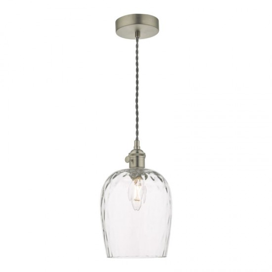 58991-003 Antique Chrome Pendant with Dimpled Glass Shade