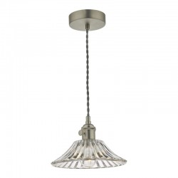 58992-003 Antique Chrome Pendant with Flared Glass Shade