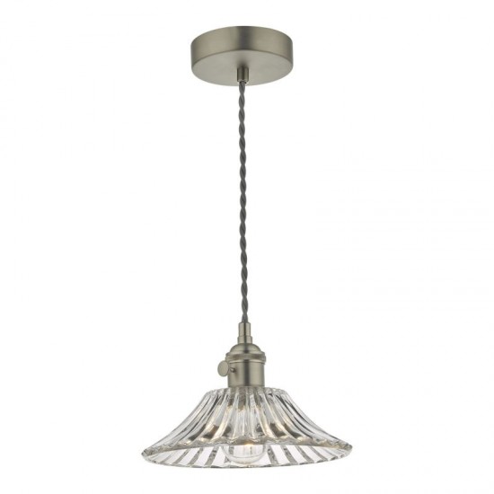 58992-003 Antique Chrome Pendant with Flared Glass Shade