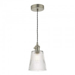 58993-003 Antique Chrome Pendant with Ribbed Glass Shade 58993-003 Antique Chrome Pendant with Ribbed Glass Shade