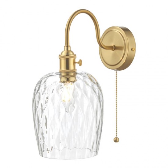58996-003 Brass Wall Lamp with Dimpled Glass Shade