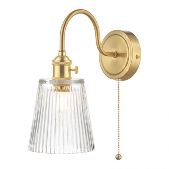 58998-003 Brass Wall Lamp with Ribbed Glass Shade