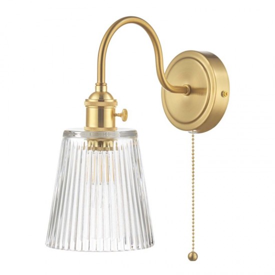 58998-003 Brass Wall Lamp with Ribbed Glass Shade