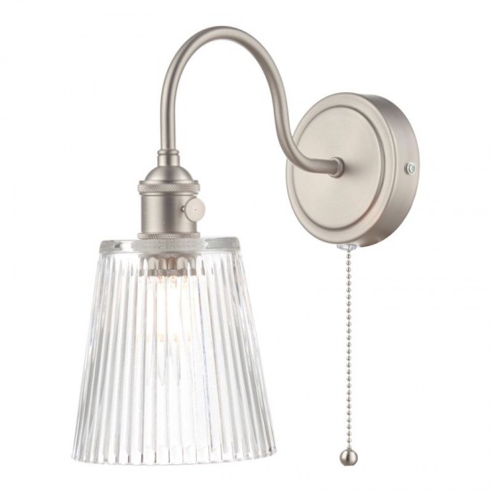 59003-003 Antique Chrome Wall Lamp with Ribbed Glass Shade