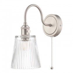 59003-003 Antique Chrome Wall Lamp with Ribbed Glass Shade 59003-003 Antique Chrome Wall Lamp with Ribbed Glass Shade