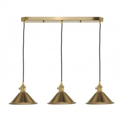 59004-003 Brass 3 Light over Island Fitting with Aged Brass Shades 59004-003 Brass 3 Light over Island Fitting with Aged Brass Shades