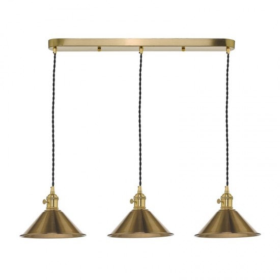59004-003 Brass 3 Light over Island Fitting with Aged Brass Shades