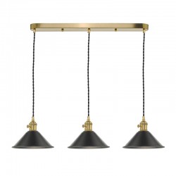 59005-003 Brass 3 Light over Island Fitting with Antique Pewter Shades