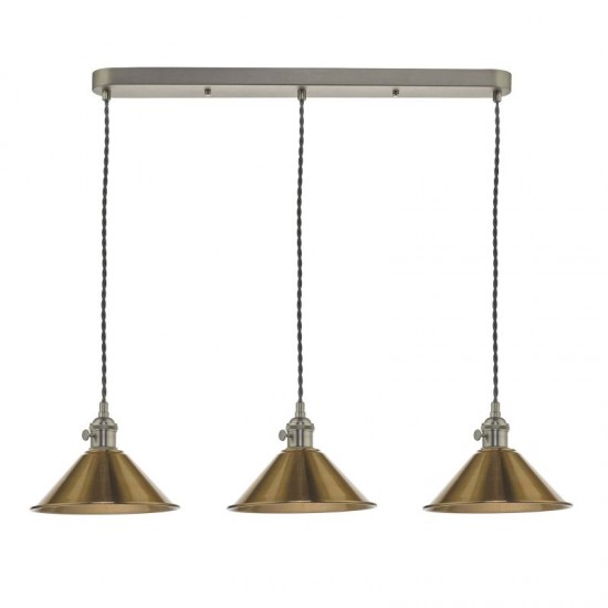 59009-003 Aged Brass & Antique Chrome 3 Light over Island Fitting
